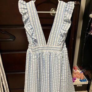 Caitlin M. Covington x Pink Lily Striped deep neck/back dress